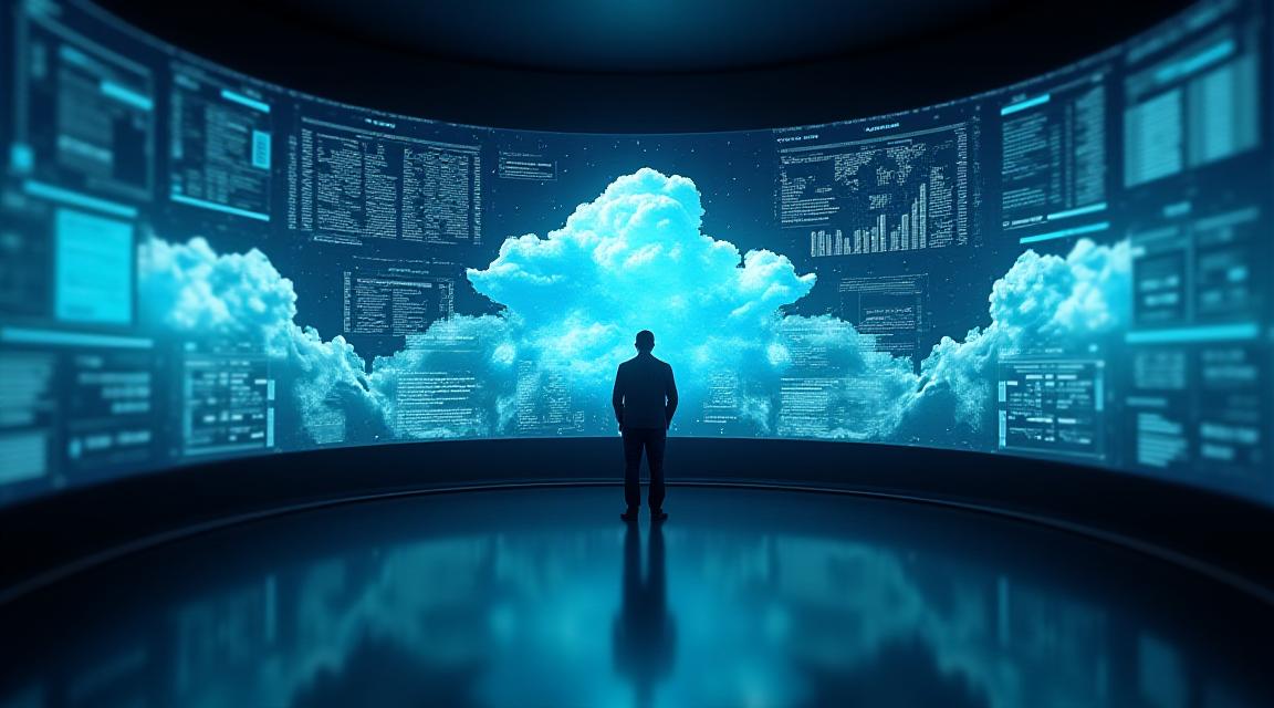 Abstract digital visualization of weather patterns and marketing data streams